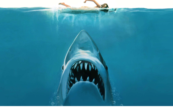 The famous promotional poster of the 1975 classic Jaws shows the killer great white shark that terrorized a Massachusetts beach town one summer. The Steven Spielberg film helped put him on the map as a director.