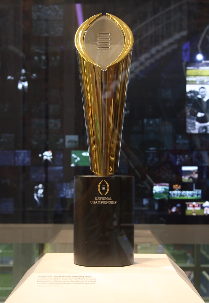 The 2025 College Football Playoffs trophy that will be awarded to the winner.